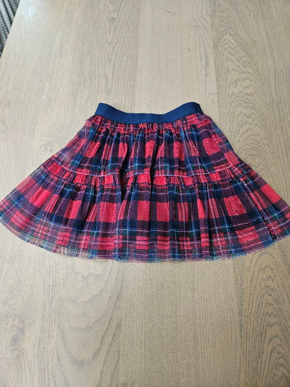 Vineyard Vines Girls Tartan Plaid Tiered Tulle Skirt Holiday Size 7 Navy Red